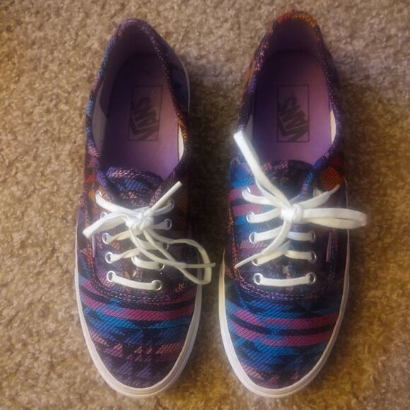 VANS Authentic Slim Ensign Aztec Tribal Print Sneakers Size 7.5 Womens PRE-OWNED - Picture 1 of 6